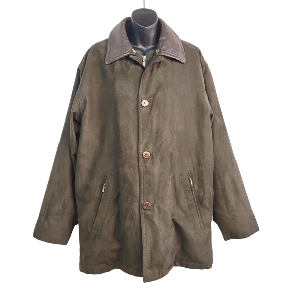 Turnbury Other - Turnbury Microsuede Anorak Men's Removable Liner Leather Collar Jacket Coat Sz M